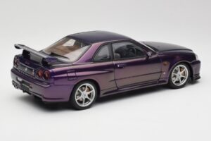 Nissan Skyline GT-R R34 V-Spec Midnight Lillā AUTOart 1:18 77305 Metāls — attēls 3 no 8