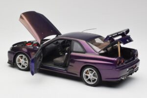 Nissan Skyline GT-R R34 V-Spec Midnight Lillā AUTOart 1:18 77305 Metāls — attēls 5 no 8
