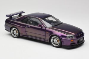 Nissan Skyline GT-R R34 V-Spec Midnight Lillā AUTOart 1:18 77305 Metāls — attēls 6 no 8