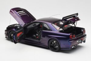 Nissan Skyline GT-R R34 NISMO Z-Tune Midnight Lillā III AUTOart 1:18 77464 Kompozīts — attēls 5 no 8