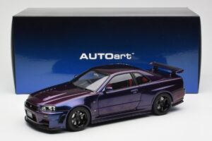 Nissan Skyline GT-R R34 NISMO Z-Tune Midnight Lillā III AUTOart 1:18 77464 Kompozīts — attēls 8 no 8