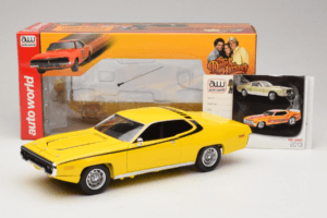 Plymouth Satellite Daisy Dukes of Hazzard Auto World 1:18 AWSS105/06 Metāls — attēls 8 no 8