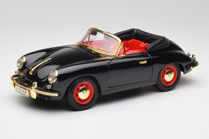 Porsche 356B Kabriolets Melns Bburago 1:18 3031D Metāls