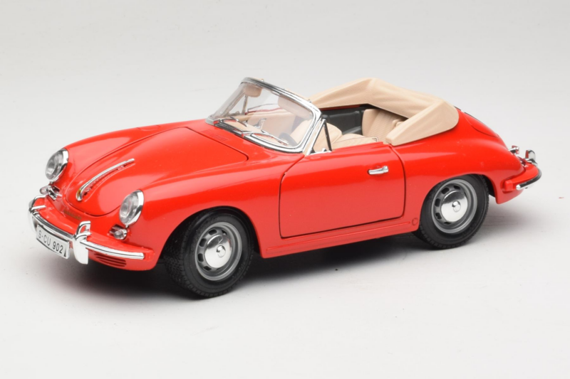 Porsche 356B Kabriolets Sarkans Tchibo 1:18 45703 Metāls