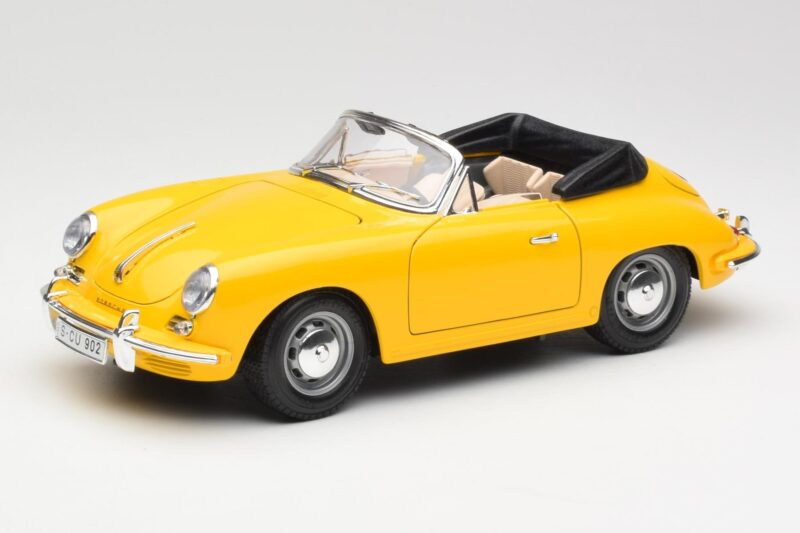 Porsche 356B Kabriolets Dzeltens Bburago 1:18 3031 Metāls
