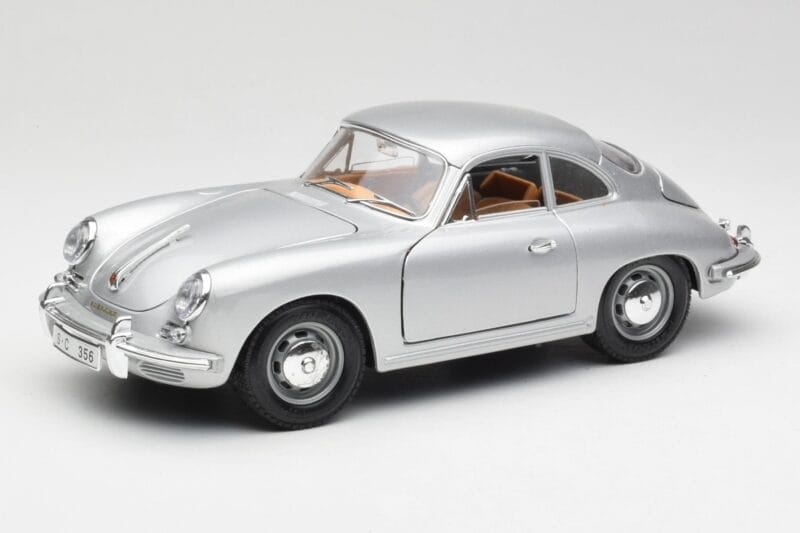 Porsche 356B Sudrabs & Brūns Salons Bburago 1:18 3021-M2 Metāls