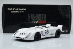 Porsche 908/02 #48 S. McQueen / P. Revson 12 Hours of Sebring 2nd Place Post Race Version 1970 AUTOart 1:18 87072 Metāls — attēls 8 no 8
