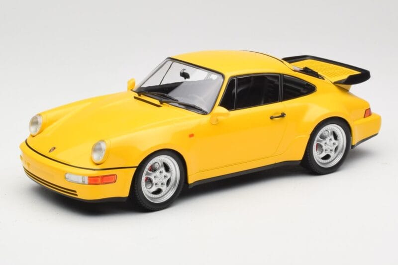 Porsche 911 964 Turbo Dzeltens Minichamps 1:18 155069100 Metāls