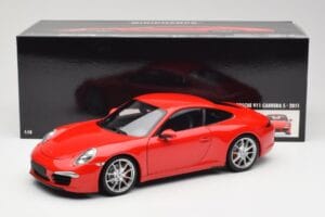 Porsche 911 991 Carrera S Guards Sarkans Minichamps 1:18 100061020 Metāls — attēls 8 no 8