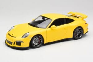 Porsche 911 991 GT3 Racing Dzeltens & Sudraba Riteņi Minichamps 1:18 110062722 Metāls