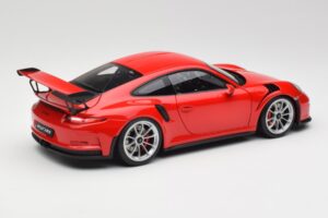 Porsche 911 991 GT3 RS Guards Sarkans Sudraba Riteņi AUTOart 1:18 78165 Metāls — attēls 3 no 8