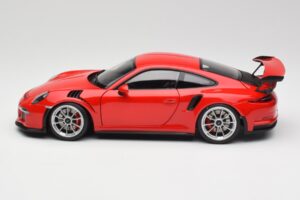 Porsche 911 991 GT3 RS Guards Sarkans Sudraba Riteņi AUTOart 1:18 78165 Metāls — attēls 4 no 8
