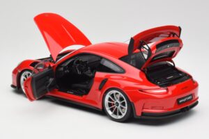 Porsche 911 991 GT3 RS Guards Sarkans Sudraba Riteņi AUTOart 1:18 78165 Metāls — attēls 5 no 8