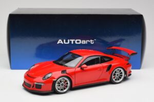 Porsche 911 991 GT3 RS Guards Sarkans Sudraba Riteņi AUTOart 1:18 78165 Metāls — attēls 8 no 8