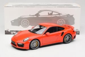 Porsche 911 991 Turbo S Lava Orange Minichamps 1:18 110067120 Metāls — attēls 8 no 8