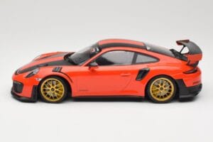 Porsche 911 991.2 GT2 RS Oranžs Weissach Package Zelta Diski Minichamps 1:18 155068305 Metāls — attēls 3 no 6