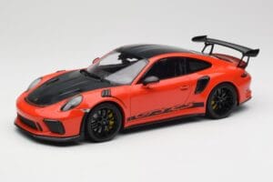 Porsche 911 991.2 GT3 RS Weissach Package Lava Orange Wording Melni Magnija Diski Minichamps 1:18 153068226 Metāls