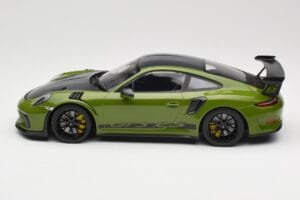 Porsche 911 991.2 GT3 RS Weissach Package Lizard Green Wording & Melni Magnija Diski Minichamps 1:18 155068232 Metāls — attēls 3 no 6