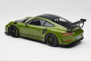 Porsche 911 991.2 GT3 RS Weissach Package Lizard Green Wording & Melni Magnija Diski Minichamps 1:18 155068232 Metāls — attēls 5 no 6