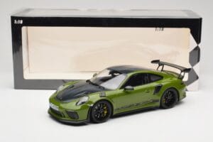 Porsche 911 991.2 GT3 RS Weissach Package Lizard Green Wording & Melni Magnija Diski Minichamps 1:18 155068232 Metāls — attēls 6 no 6