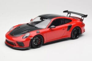 Porsche 911 991.2 GT3 RS Weissach Package Sarkans ar Melniem Diskiem Minichamps 1:18 155068230 Metāls