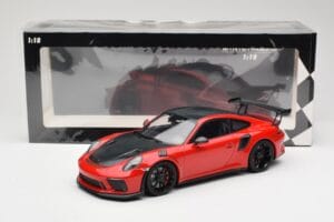 Porsche 911 991.2 GT3 RS Weissach Package Sarkans ar Melniem Diskiem Minichamps 1:18 155068230 Metāls — attēls 6 no 6
