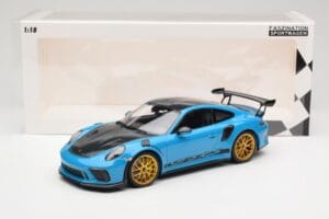 Porsche 911 991.2 GT3 RS Weissach Package Shark Blue Wording Zelta Magnija Diski Minichamps 1:18 153068237 Metāls — attēls 6 no 6