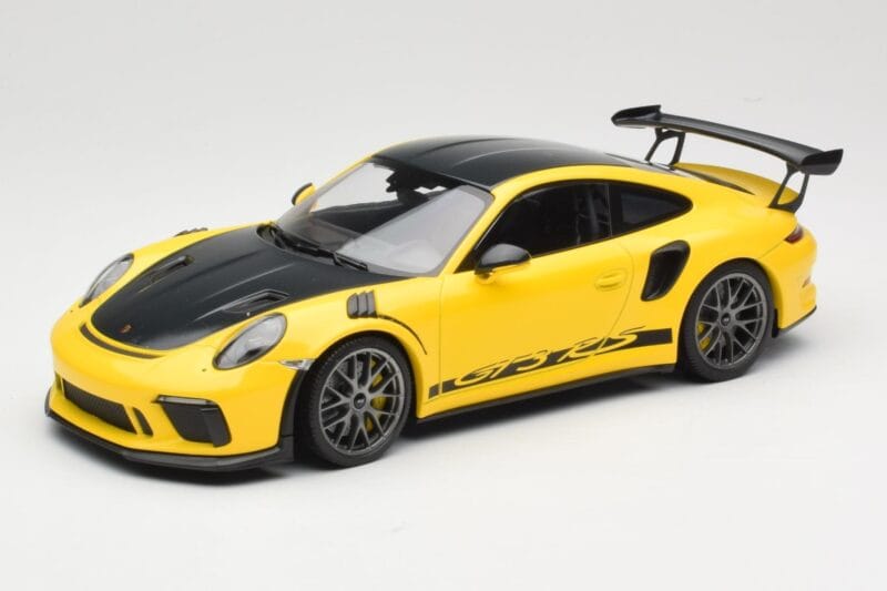 Porsche 911 991.2 GT3 RS Dzeltens Weissach Package Platinum Wheels Minichamps 1:18 155068221 Metāls
