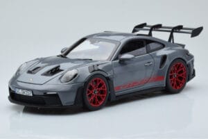Porsche 911 992 GT3 RS Arctic Pelēks Pyro Sarkans Norev 1:18 187350 Metāls