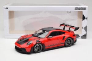 Porsche 911 992 GT3 RS Guards Sarkans & Sudraba Riteņi Weissach Package Minichamps 1:18 153062246 Metāls — attēls 6 no 6