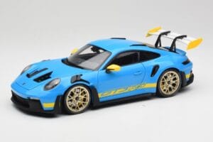 Porsche 911 992 GT3 RS Shark Zils & Dzeltens Decor Concept Minichamps 1:18 911992001 Metāls