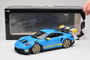 Porsche 911 992 GT3 RS Shark Zils & Dzeltens Decor Concept Minichamps 1:18 911992001 Metāls — attēls 8 no 8