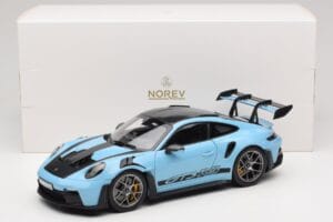 Porsche 911 992 GT3 RS Weissach Pack Gulf Blue Norev 1:18 187367 Metāls — attēls 8 no 8
