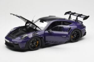 Porsche 911 992 GT3 RS Weissach Package Ultraviolet Norev 1:18 187368 Metāls — attēls 2 no 8
