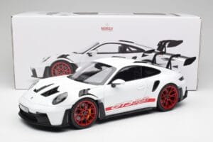 Porsche 911 992 GT3 RS Balts & Pyro Sarkans Norev 1:12 127530 Metāls — attēls 6 no 6