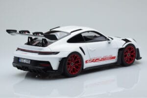 Porsche 911 992 GT3 RS Balts Pyro Sarkans Norev 1:18 187352 Metāls — attēls 3 no 8