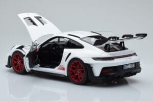 Porsche 911 992 GT3 RS Balts Pyro Sarkans Norev 1:18 187352 Metāls — attēls 5 no 8