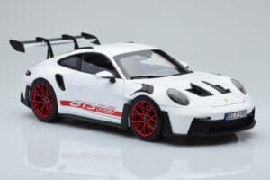 Porsche 911 992 GT3 RS Balts Pyro Sarkans Norev 1:18 187352 Metāls — attēls 6 no 8