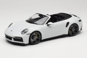 Porsche 911 992 Turbo S Kabriolets White Metallic Minichamps 1:18 155069080 Metāls