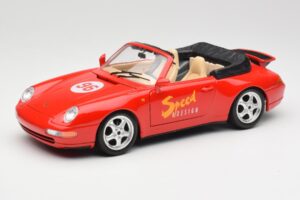 Porsche 911 993 Carrera Kabriolets Sarkans Bburago 1:18 3090 Metāls