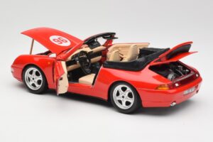 Porsche 911 993 Carrera Kabriolets Sarkans Bburago 1:18 3090 Metāls — attēls 5 no 8