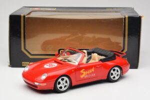 Porsche 911 993 Carrera Kabriolets Sarkans Bburago 1:18 3090 Metāls — attēls 8 no 8