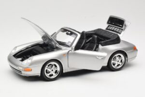 Porsche 911 993 Carrera Kabriolets Sudrabs Bburago 1:18 18-12039 Metāls — attēls 2 no 8