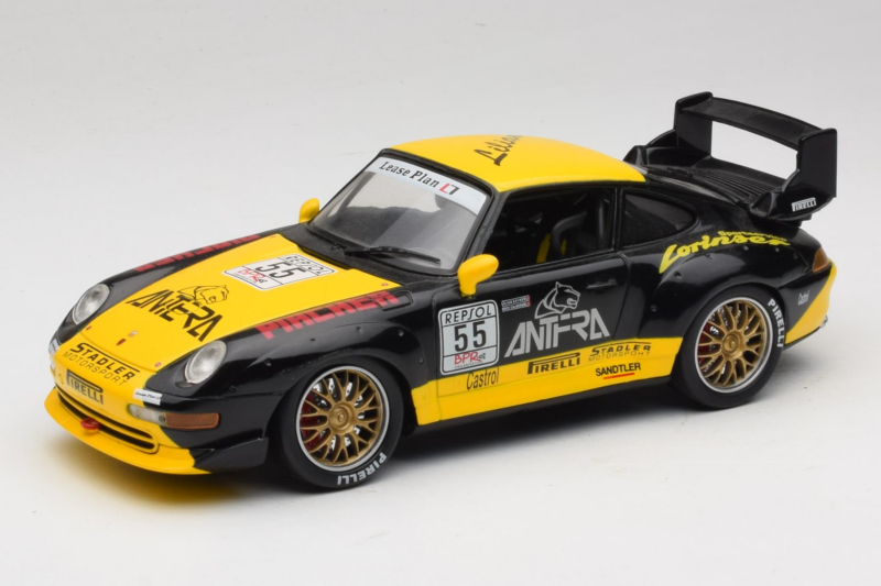 Porsche 911 993 GT2 #55 Melns & Dzeltens Anson 1:18 30325-W Metāls