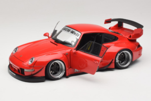 Porsche 911 993 RWB Sarkans Gun Grey Wheels AUTOart 1:18 78153 Kompozīts — attēls 2 no 8