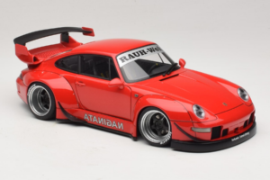 Porsche 911 993 RWB Sarkans Gun Grey Wheels AUTOart 1:18 78153 Kompozīts — attēls 6 no 8