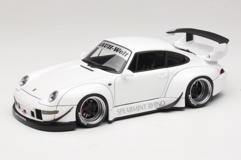 Porsche 911 993 RWB Balts Gun Grey Wheels AUTOart 1:18 78150 Kompozīts