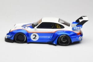 Porsche 911 993 RWB X Liberty Walk Balts Ar Zilu GT Spirit 1:18 GT530 Sveķi — attēls 3 no 8