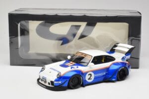 Porsche 911 993 RWB X Liberty Walk Balts Ar Zilu GT Spirit 1:18 GT530 Sveķi — attēls 8 no 8