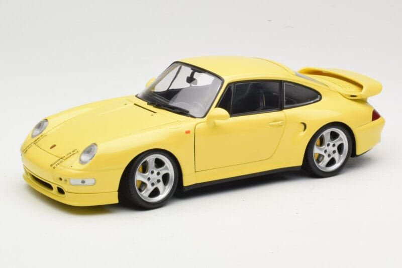 Porsche 911 993 Turbo S Dzeltens UT Models 1:18 27836 Metāls